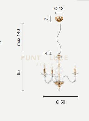 foto del prodotto lampadario bach 3 luci cristallo e finitura cromo attacco e14