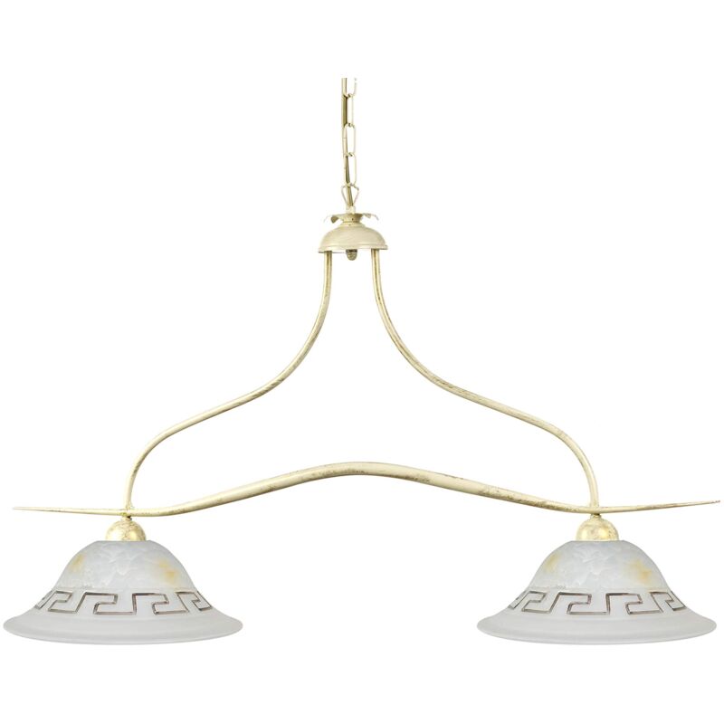 foto del prodotto lampadario biliardo 2 luci in metallo, avorio onli