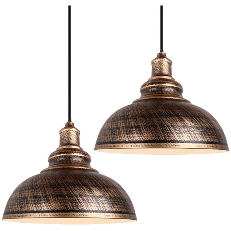 foto del prodotto lampadario bronzo industriale retr 2 pezzi 29cm e27 metallo lampada a sospensione paralume interno illuminazione