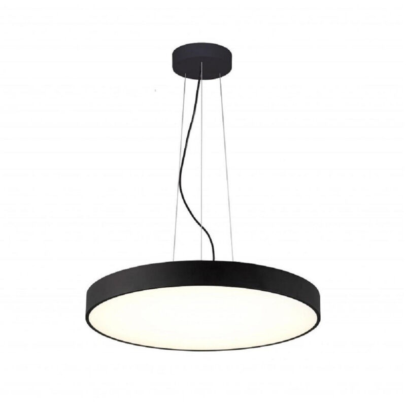 foto del prodotto lampadario cerchio 80 cm led 95 w lampada up down sospensione 2 temperature luce - nero - trade shop traesio
