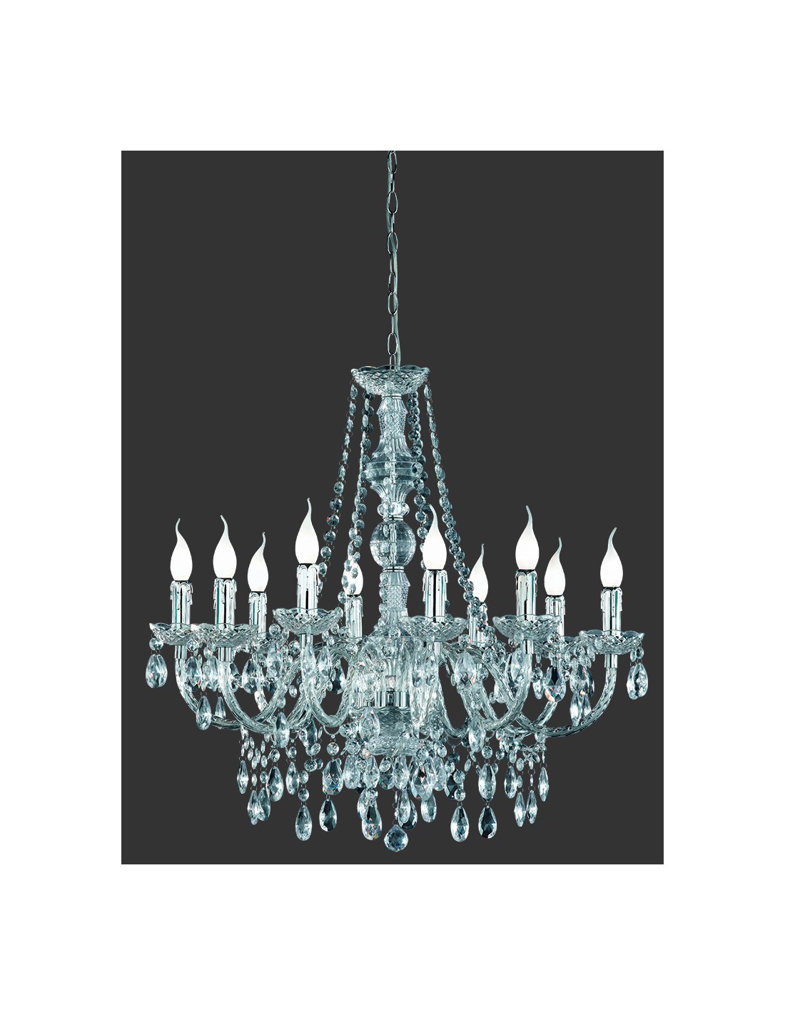 foto del prodotto lampadario classico 10 luci l ster cromo pendenti decorativi trio lighting