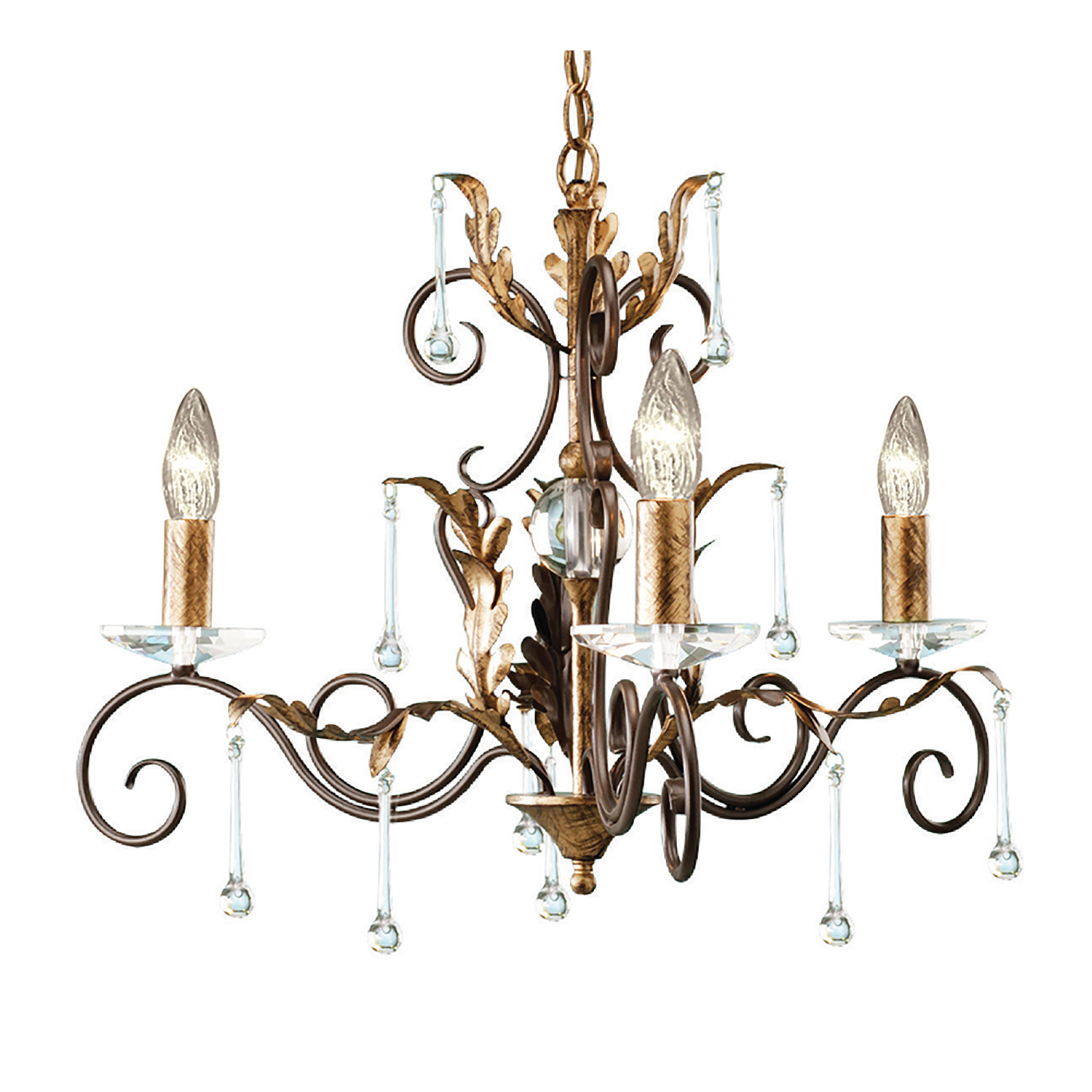 foto del prodotto lampadario classico amarilli acciaio bronzo oro 3 luci e14