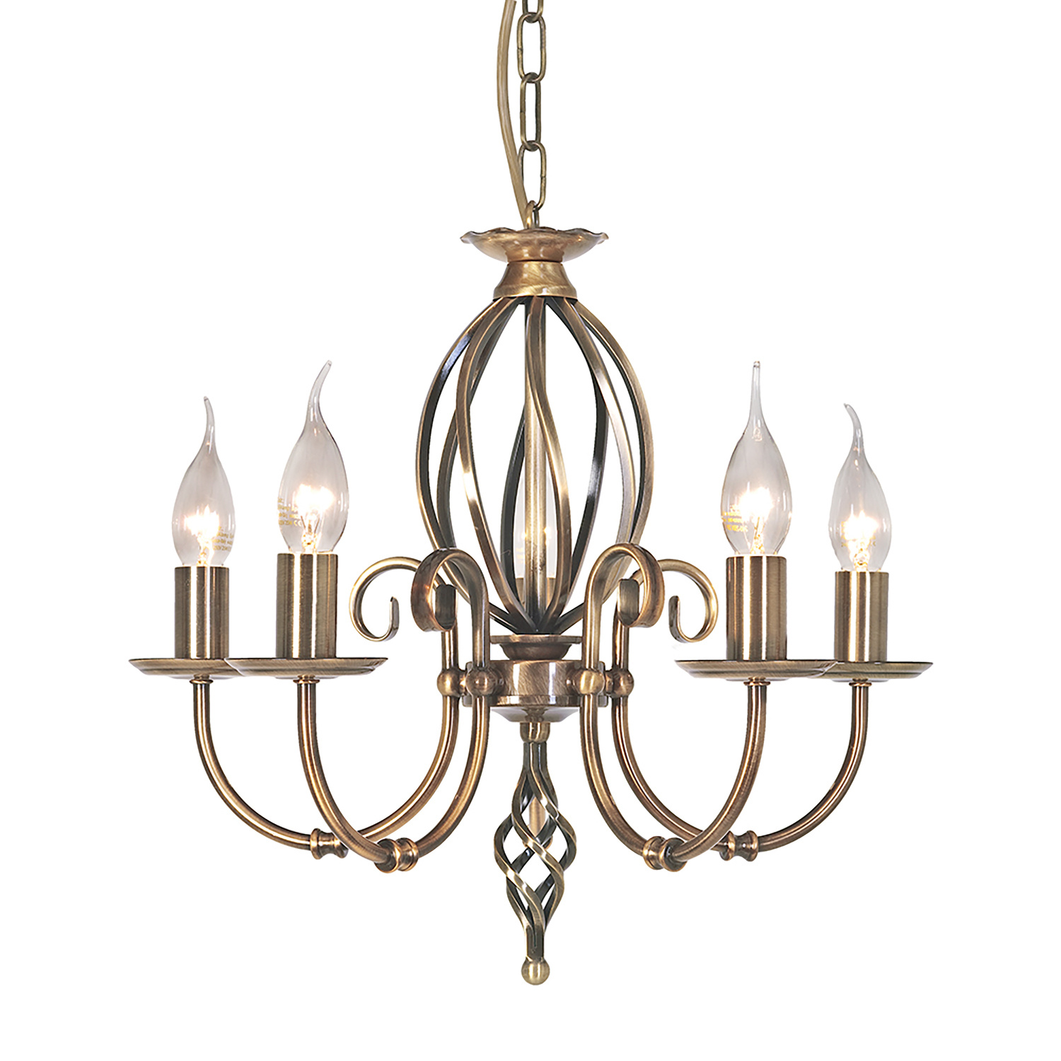 foto del prodotto lampadario classico artisan acciaio ottone anticato 5 luci e14