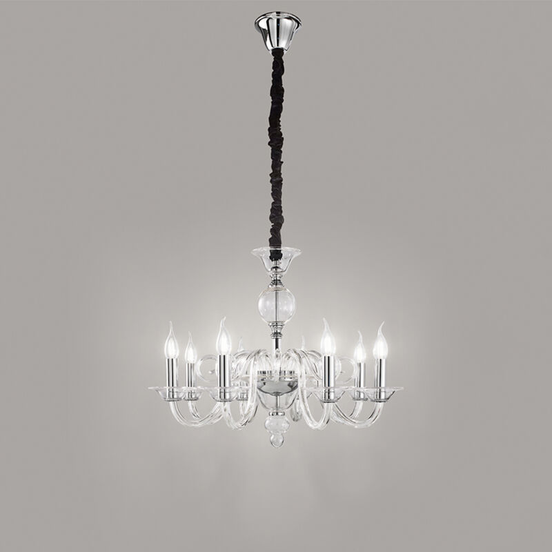 foto del prodotto lampadario classico bougie metallo trasparente 8 luci e14