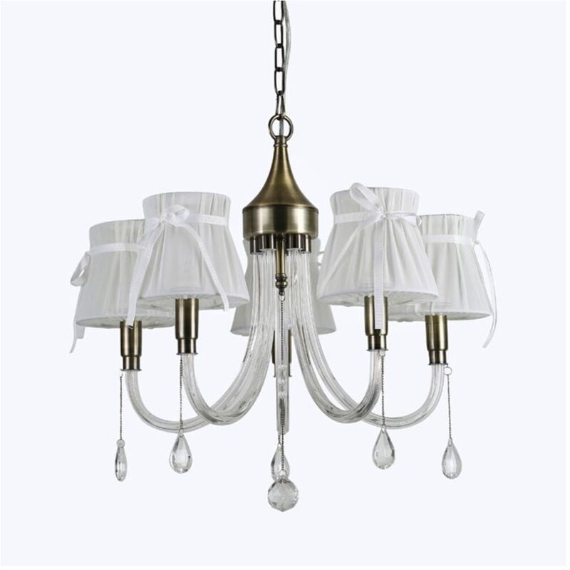 foto del prodotto lampadario classico bronzo bianco a 5 bracci lampada da soffitto a sospensione 92396 - - trade shop traesio