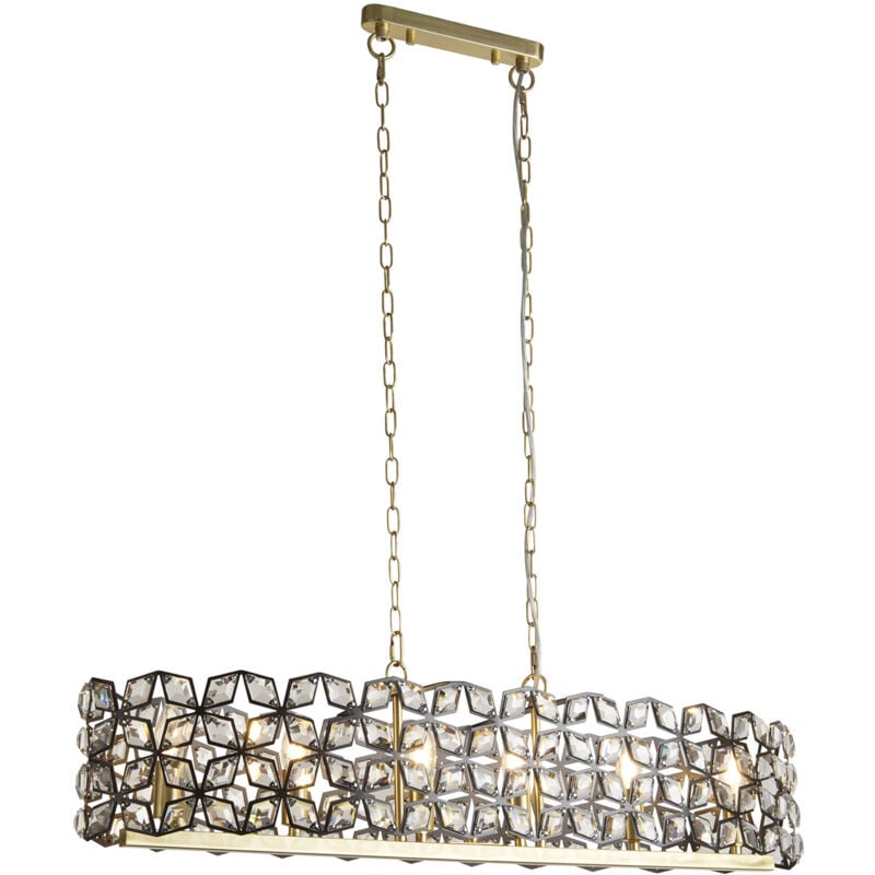 foto del prodotto lampadario classico iris acciaio ottone vetro 6 luci e14