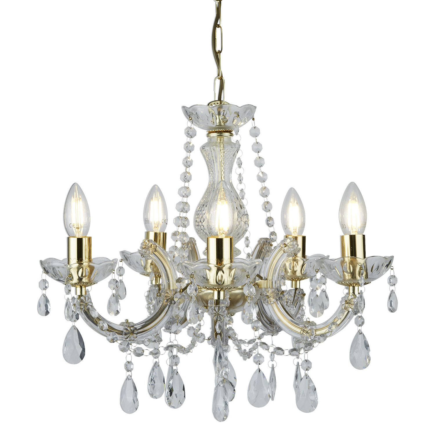 foto del prodotto lampadario classico marie therese acciaio adjustable cristallo 5 luci e14