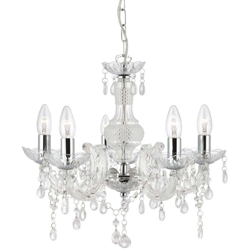 foto del prodotto lampadario classico marie therese vetro trasparente policarbonato 5 luci e14