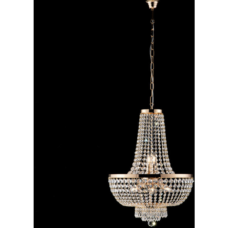 foto del prodotto lampadario classico mozart metallo e cristallo oro 8 luci e14