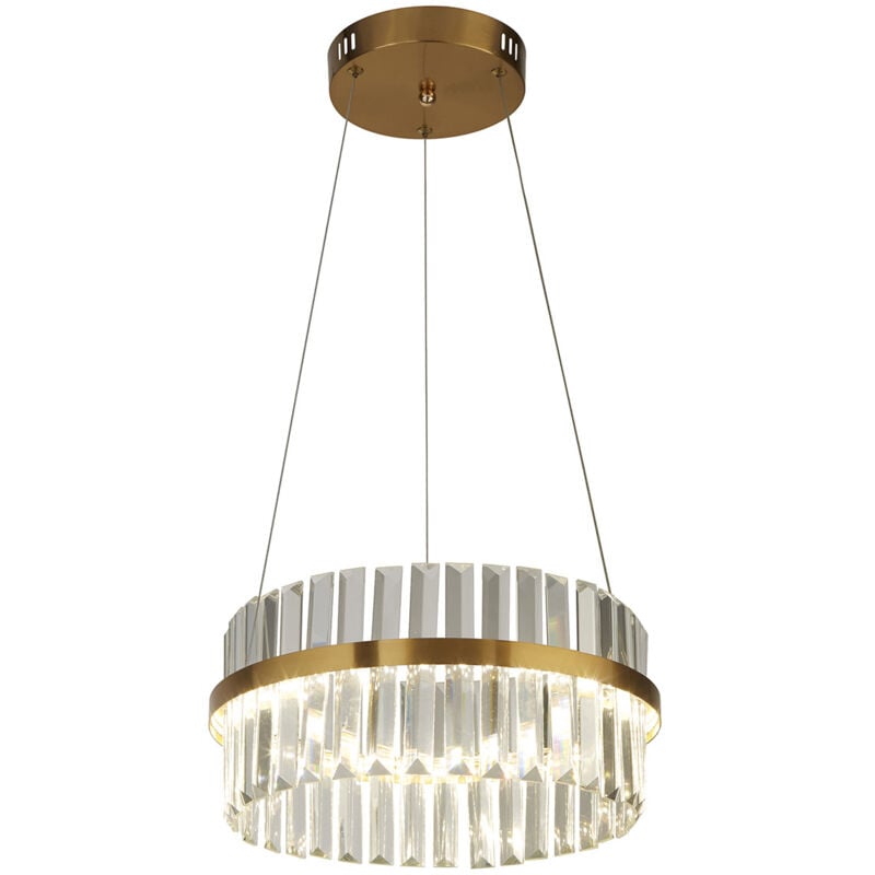 foto del prodotto lampadario classico sparta acciaio oro vetro trasparente led 19,64w 4000k