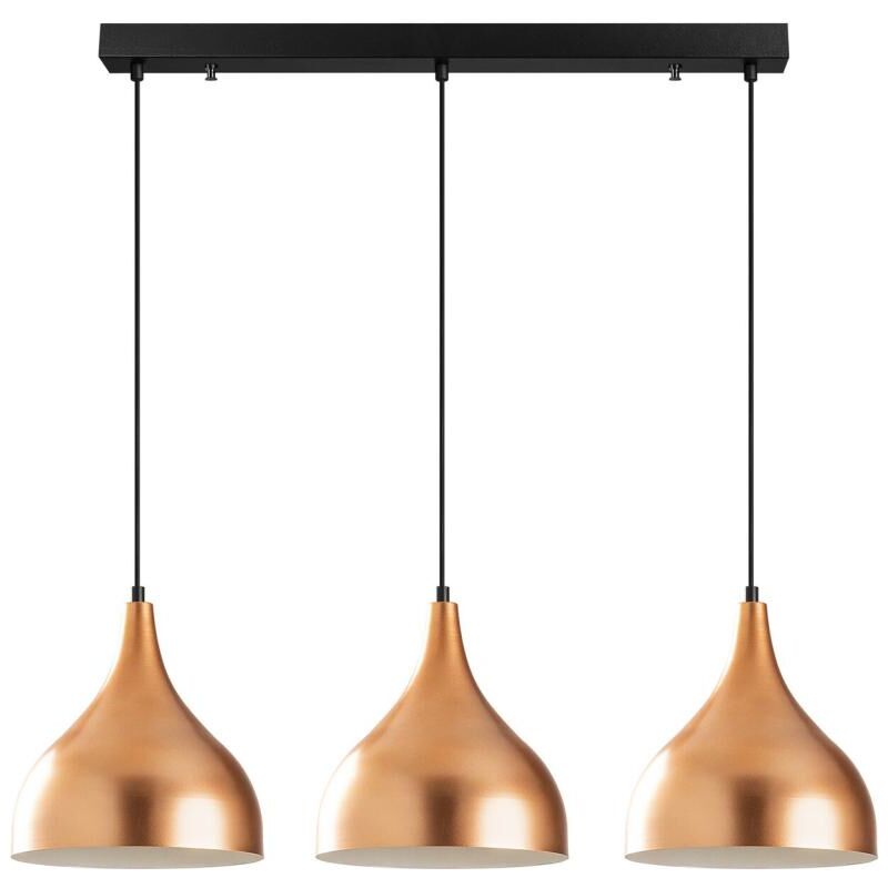 foto del prodotto lampadario con altezza regolabile 3 abat jour l.97 x h. 36 126 cm in metallo rame yildo
