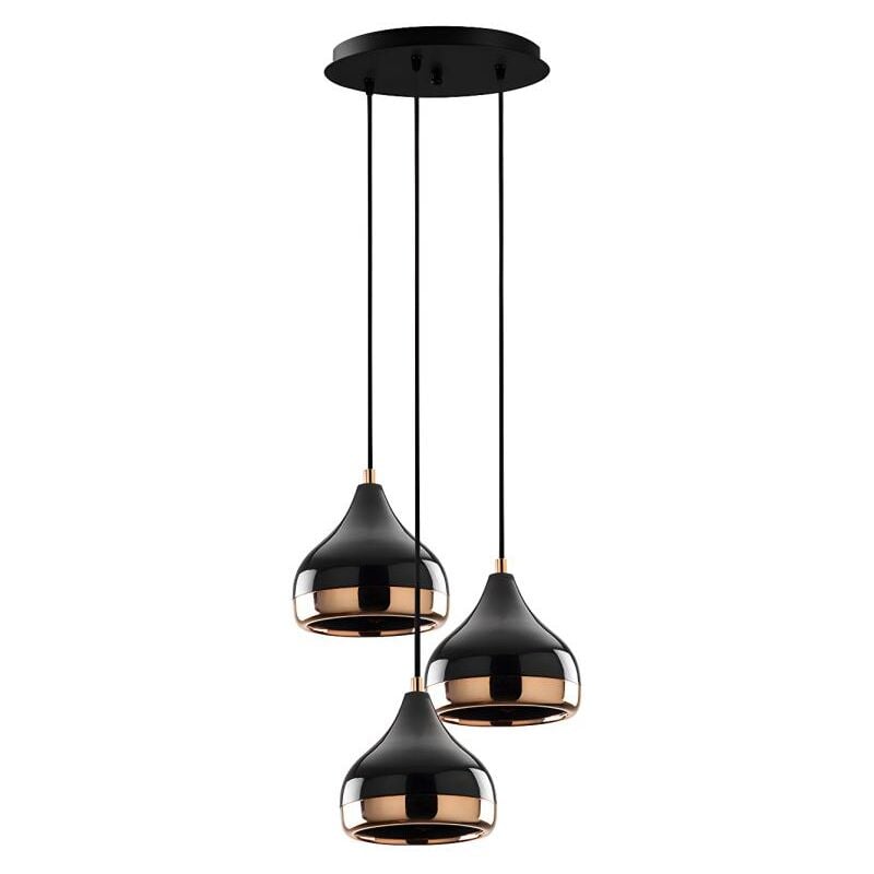 foto del prodotto lampadario con altezza regolabile d. 37 x h. 25 111 cm in metallo nero e rame yildo
