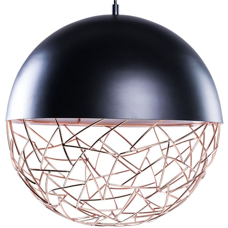 foto del prodotto lampadario con paralume metallo nero forma sferica stile minimalista