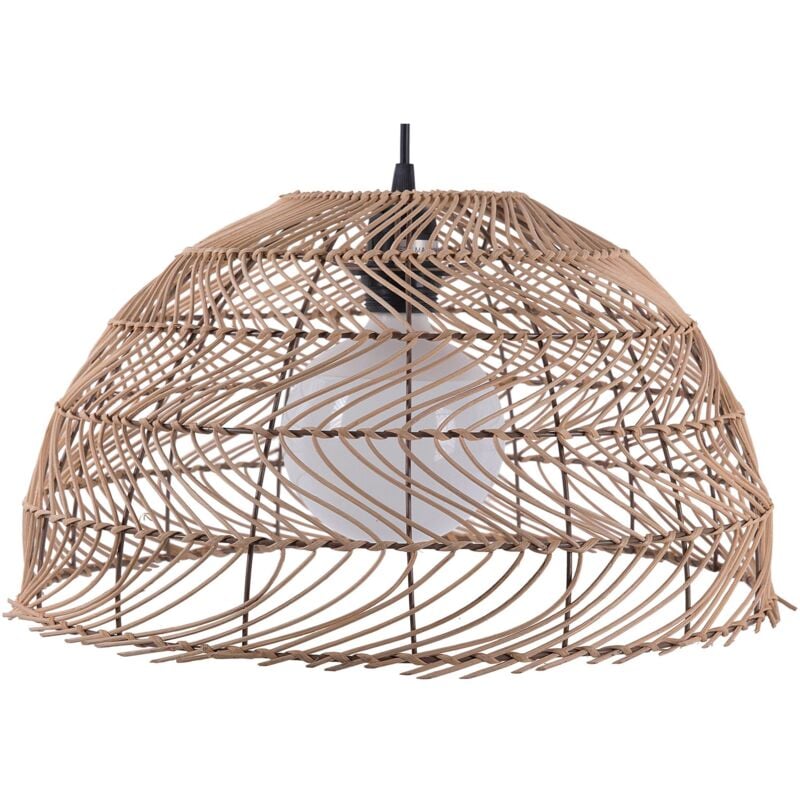 foto del prodotto lampadario con paralume semisferico rattan marrone chiaro stile etnico selenge