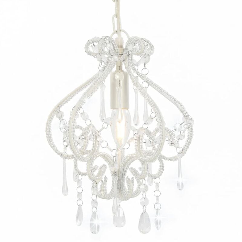 foto del prodotto lampadario con perle bianco rotondo e14 vidaxl