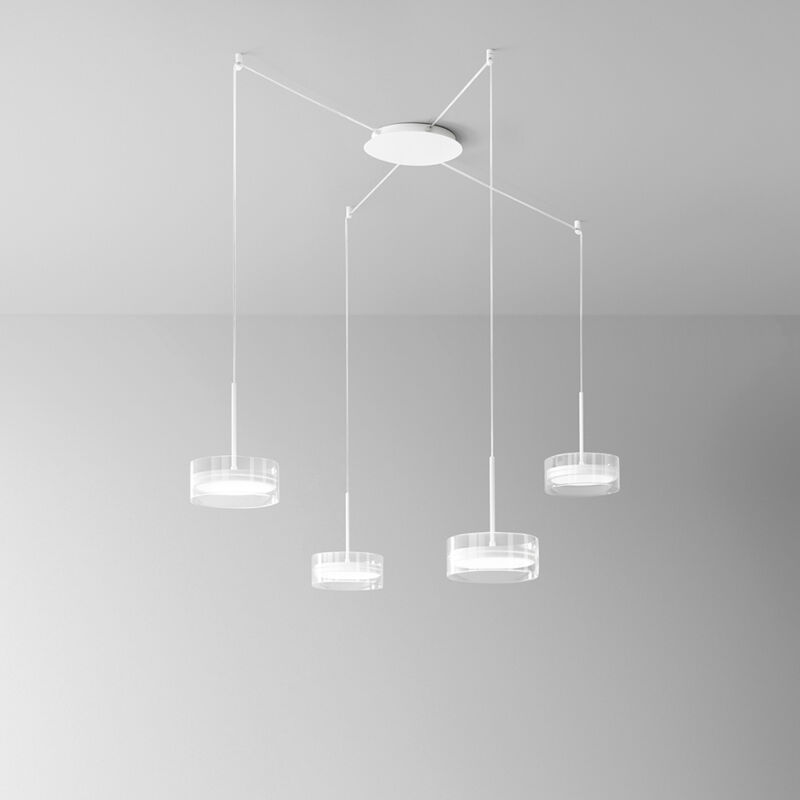 foto del prodotto lampadario contemporaneo aere metallo bianco vetro 4 luci led 14w 3000k