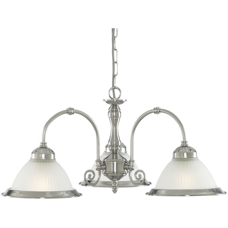 foto del prodotto lampadario contemporaneo american dinner acciaio argento vetro 3 luci e27