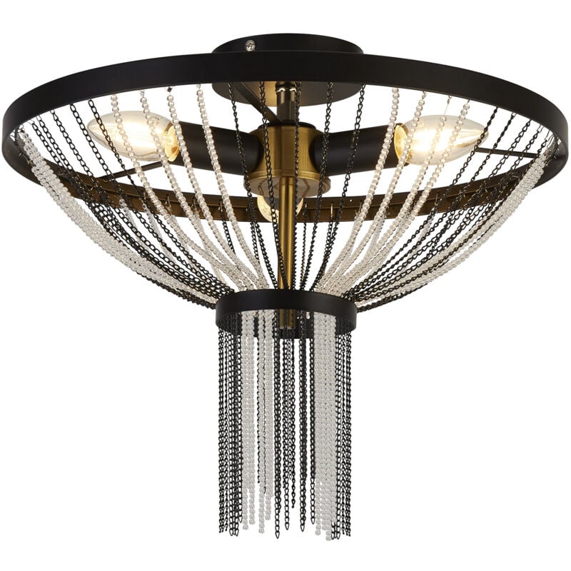 foto del prodotto lampadario contemporaneo baguette acciaio nero policarbonato ottone 3 luci e14