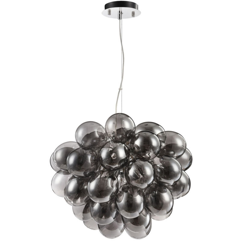 foto del prodotto lampadario contemporaneo balbo metallo nichel 8 luci diffusori fume