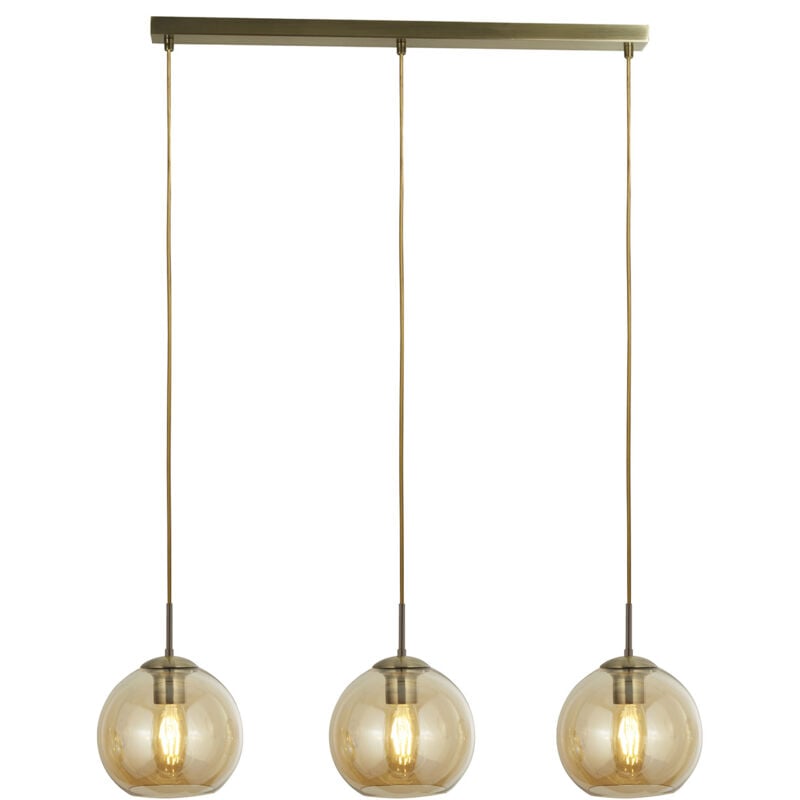 foto del prodotto lampadario contemporaneo balls acciaio adjustable vetro ambra 3 luci e27