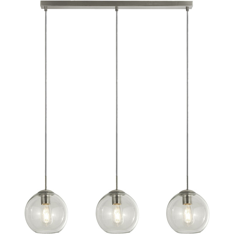 foto del prodotto lampadario contemporaneo balls acciaio cromo vetro trasparente 3 luci e14