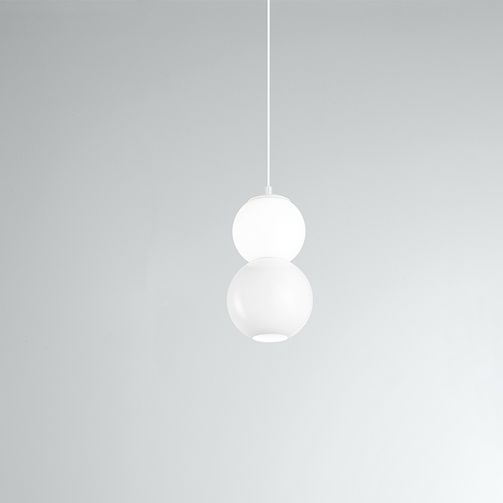 foto del prodotto lampadario contemporaneo binario metallo bianco vetro led 10 10w 3000k