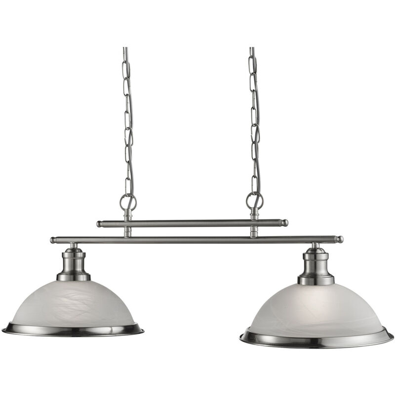 foto del prodotto lampadario contemporaneo bistro acciaio argento vetro 2 luci e27