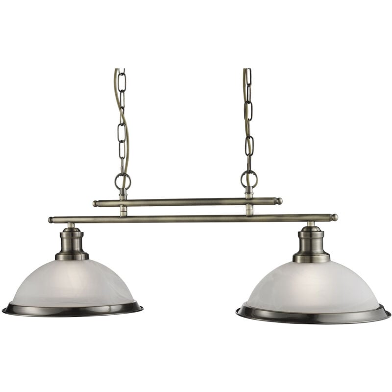 foto del prodotto lampadario contemporaneo bistro acciaio ottone vetro 2 luci e27