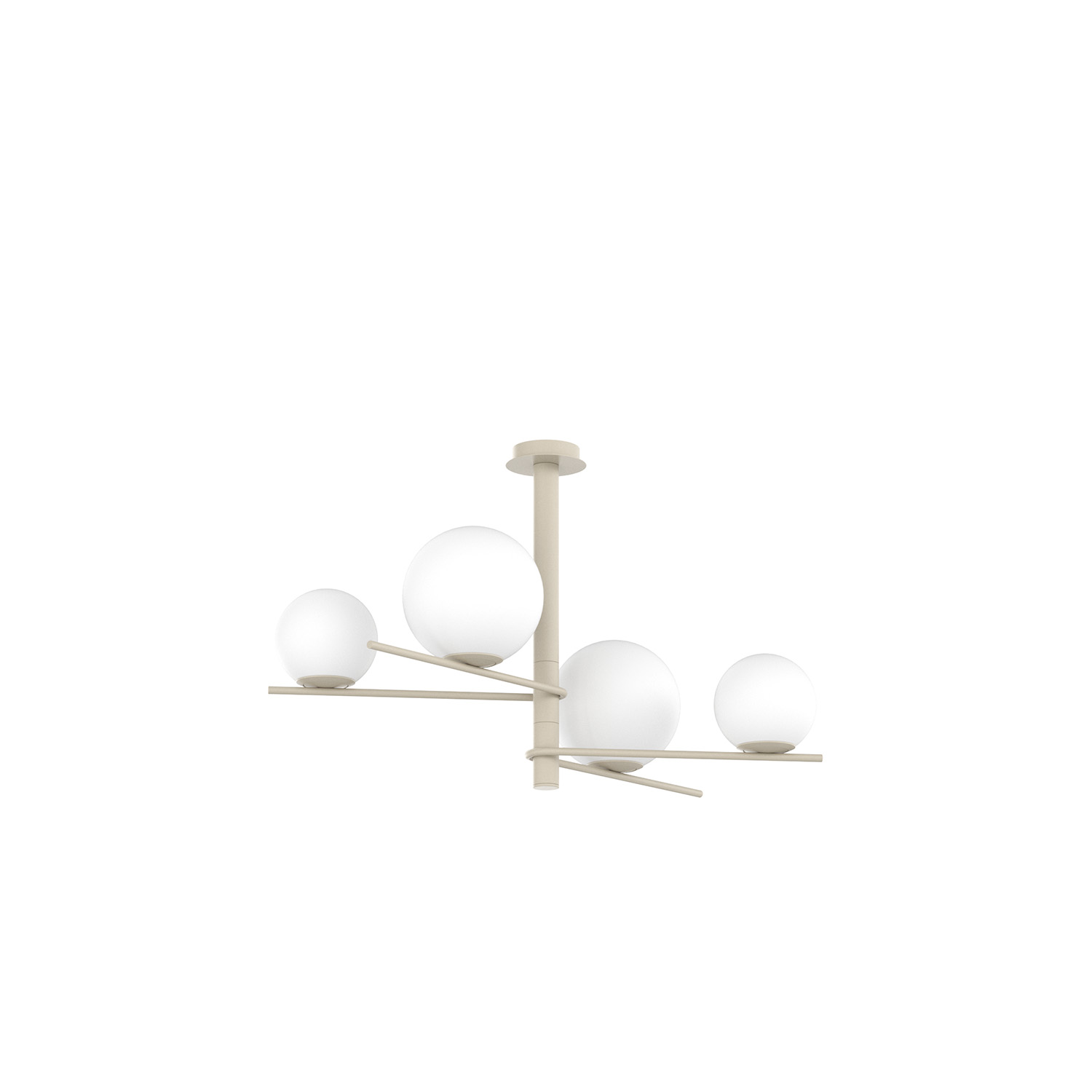 foto del prodotto lampadario contemporaneo boomerang metallo sabbia vetro bianco 4 luci e27