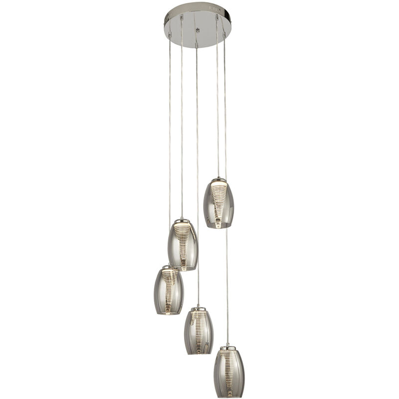 foto del prodotto lampadario contemporaneo ciclon acciaio cromo vetro fum led 27w 3000k