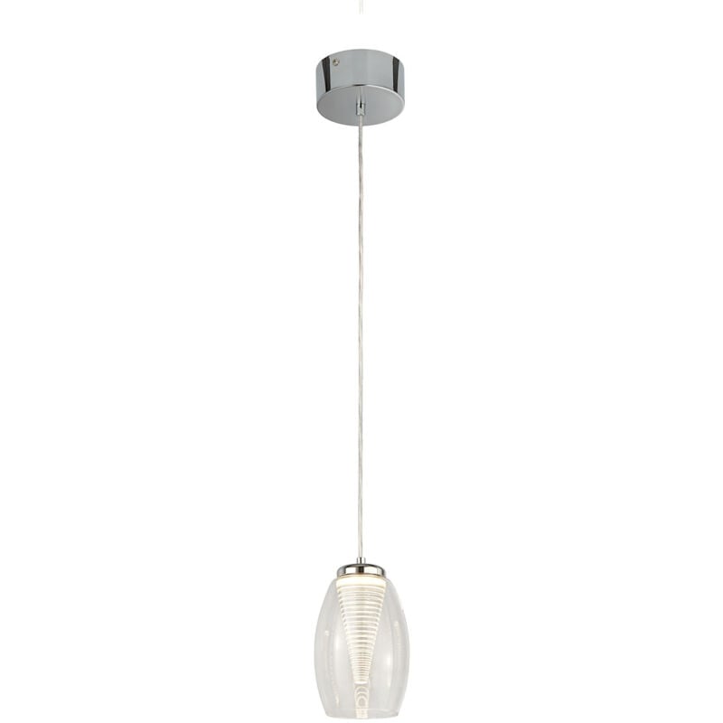 foto del prodotto lampadario contemporaneo ciclon metallo cromo vetro trasparente led 6w 3000k