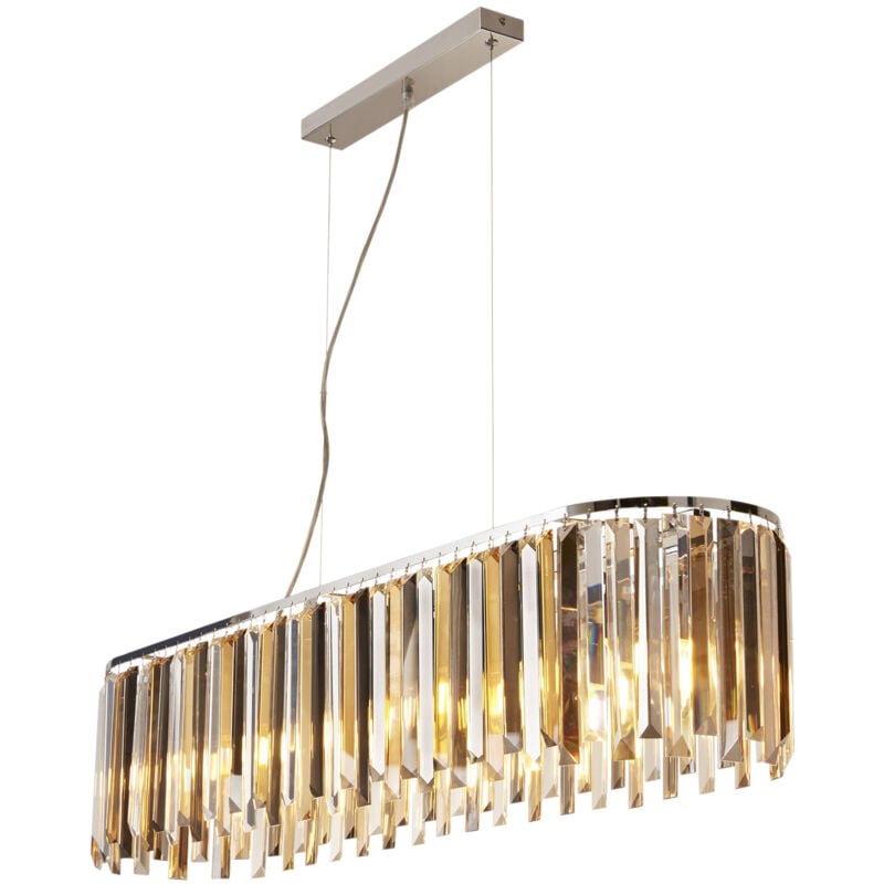 foto del prodotto lampadario contemporaneo clarissa acciaio cromo vetro bianco 8 luci e14