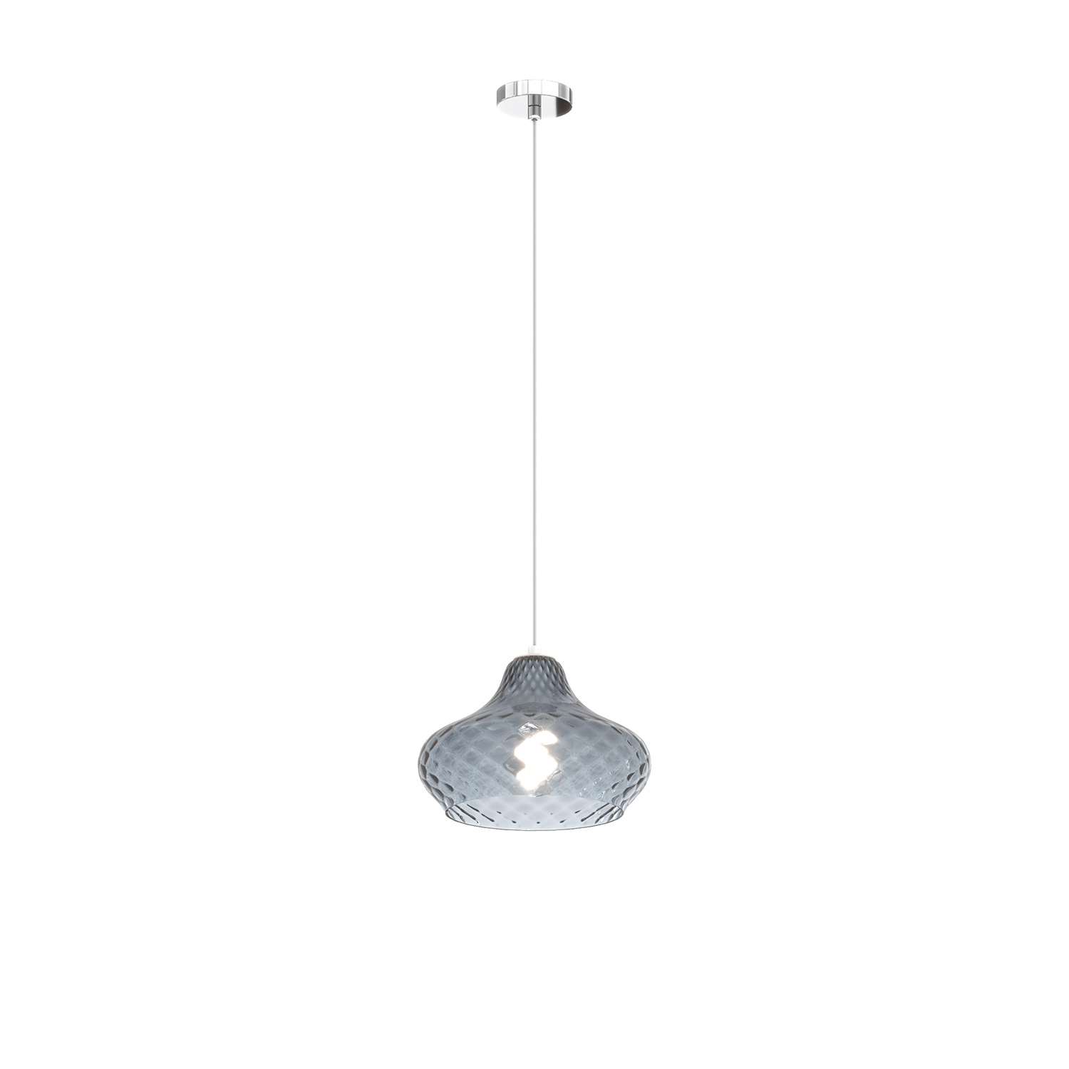 foto del prodotto lampadario contemporaneo dress metallo cromo vetro blu 1 luce e27