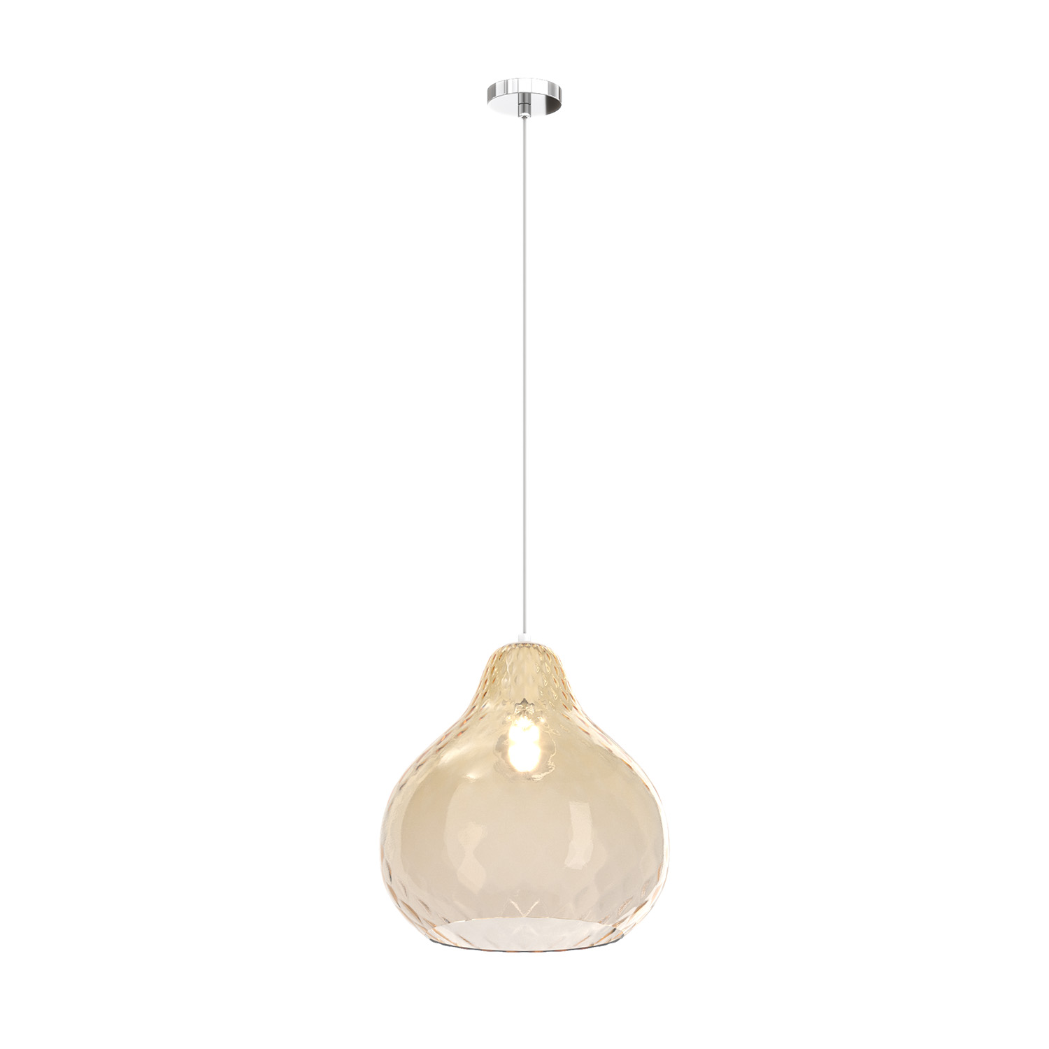 foto del prodotto lampadario contemporaneo dress metallo cromo vetro grande ambra 1 luce e27
