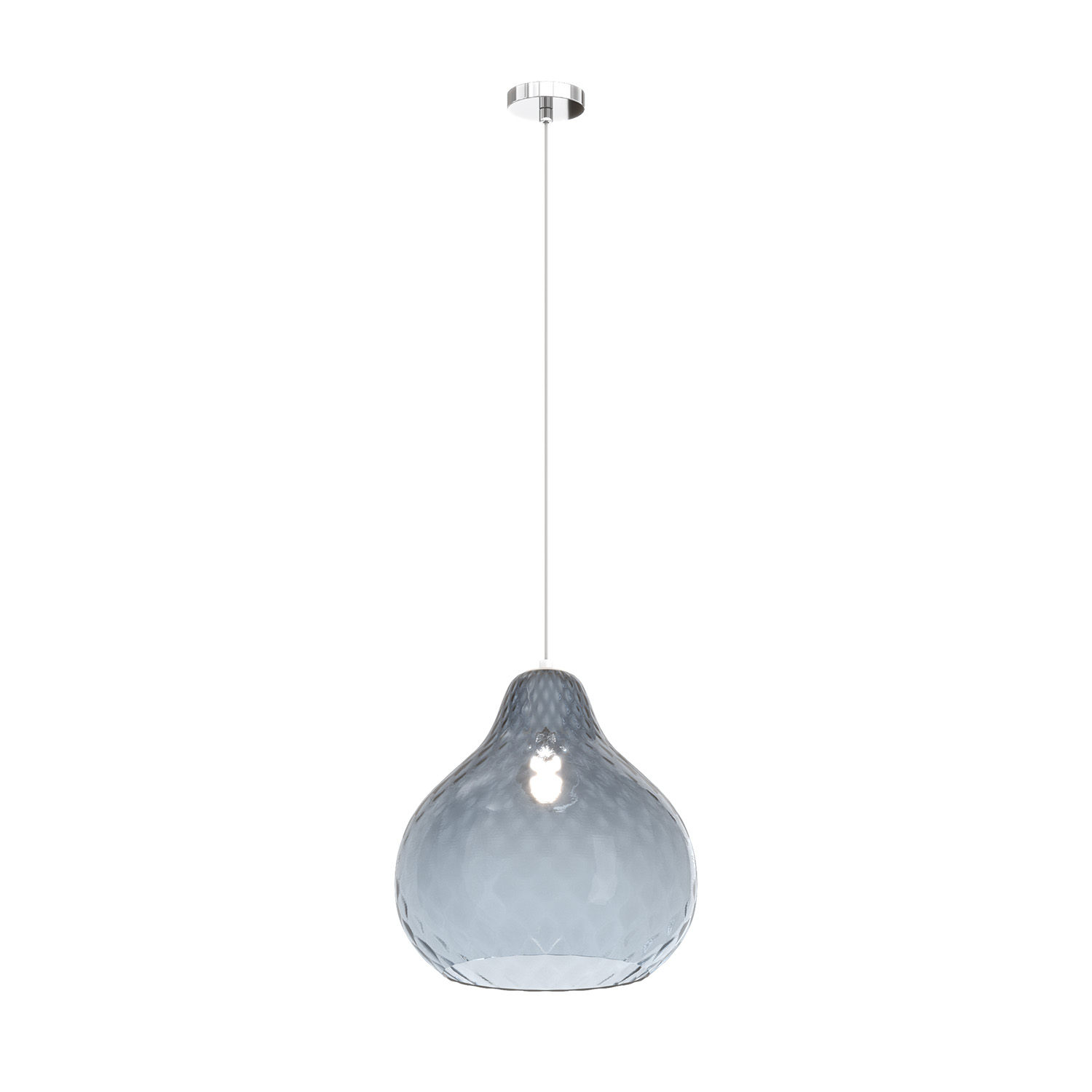 foto del prodotto lampadario contemporaneo dress metallo cromo vetro grande blu 1 luce e27