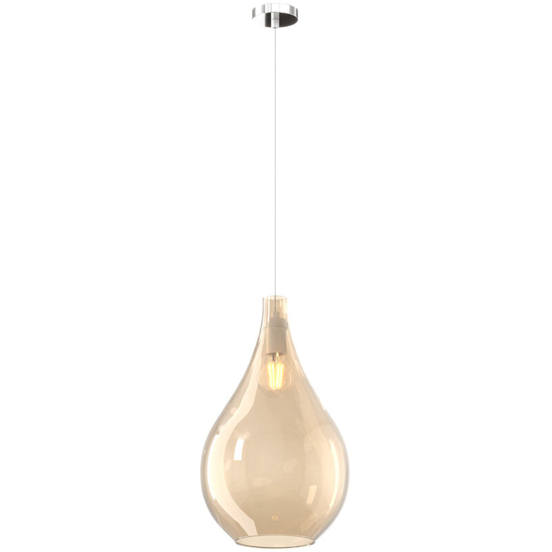 foto del prodotto lampadario contemporaneo drop 2.0 metallo cromo vetro grande ambra 1 luce e27