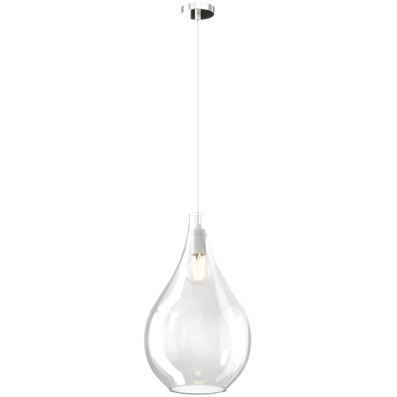 foto del prodotto lampadario contemporaneo drop 2.0 metallo cromo vetro grande trasp 1 luce e27