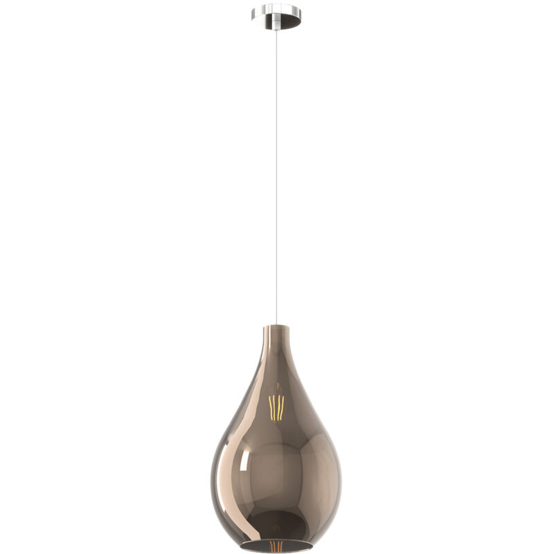 foto del prodotto lampadario contemporaneo drop 2.0 metallo cromo vetro medio bronzo 1 luce e27
