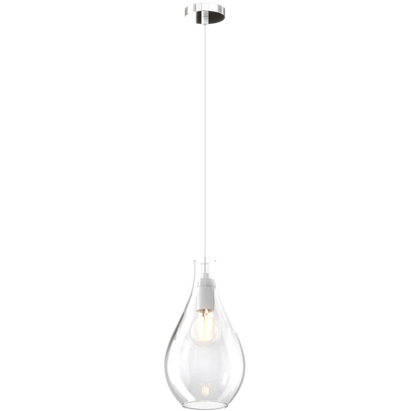 foto del prodotto lampadario contemporaneo drop 2.0 metallo cromo vetro trasparente 1 luce e27