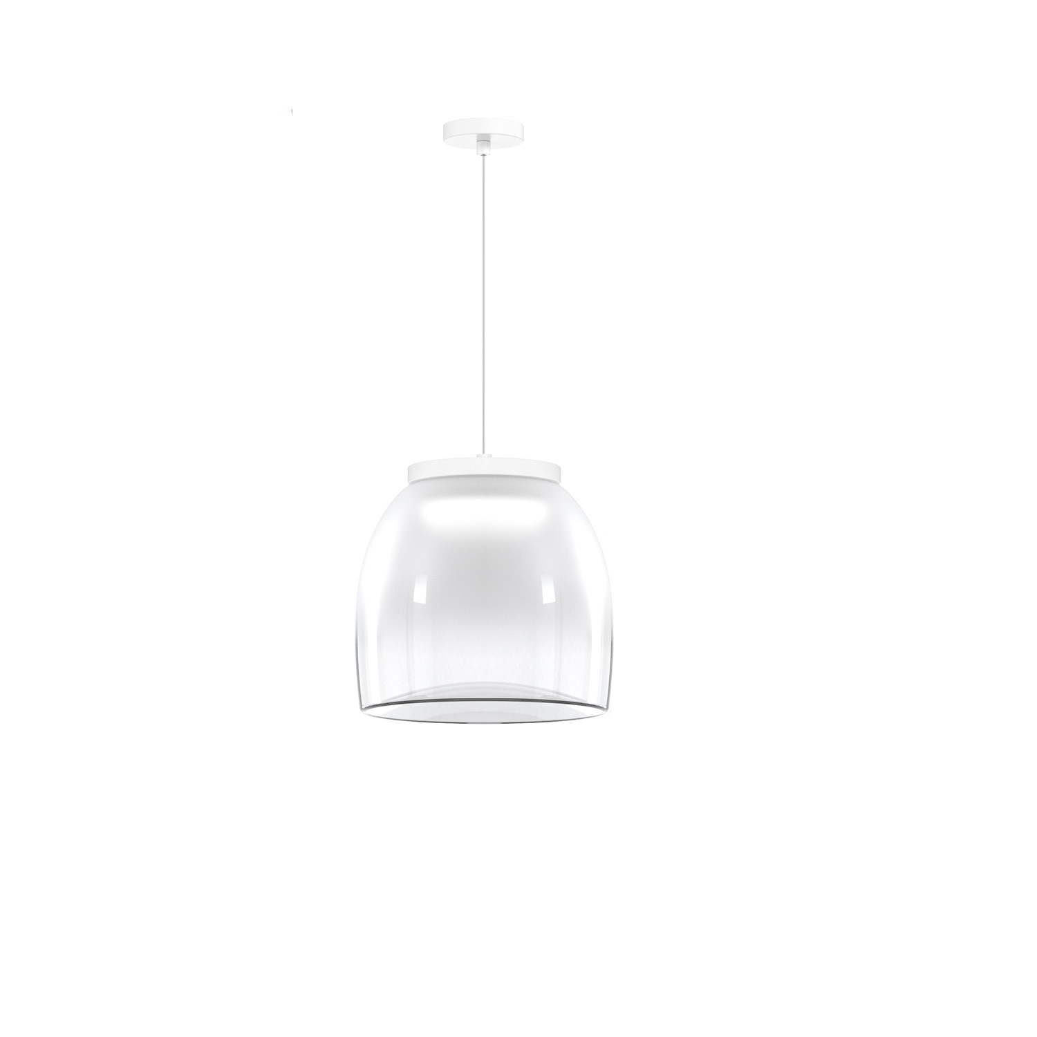 foto del prodotto lampadario contemporaneo drum metallo bianco vetro 1 luce led 16w calda