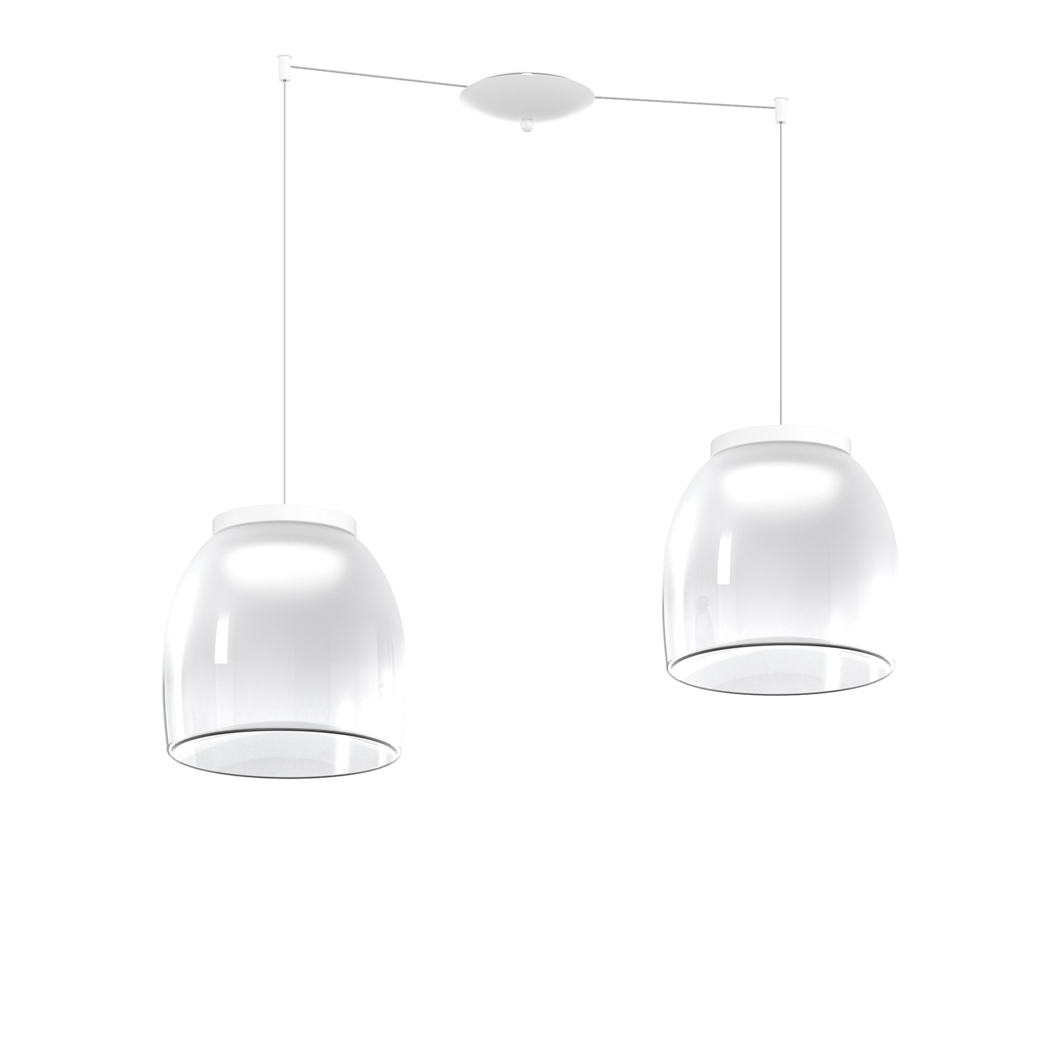 foto del prodotto lampadario contemporaneo drum metallo bianco vetro 2 luci led 32w calda