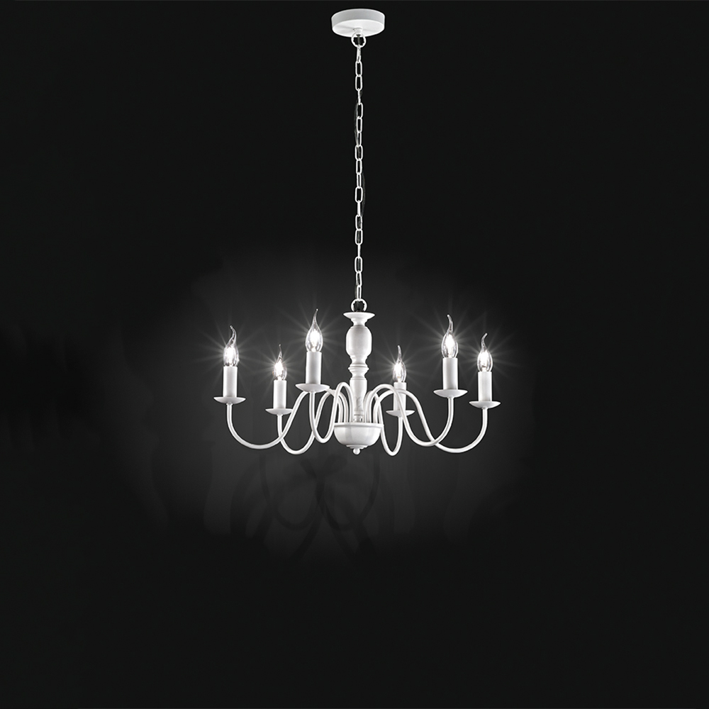 foto del prodotto lampadario contemporaneo ducale metallo bianco 6 luci e14