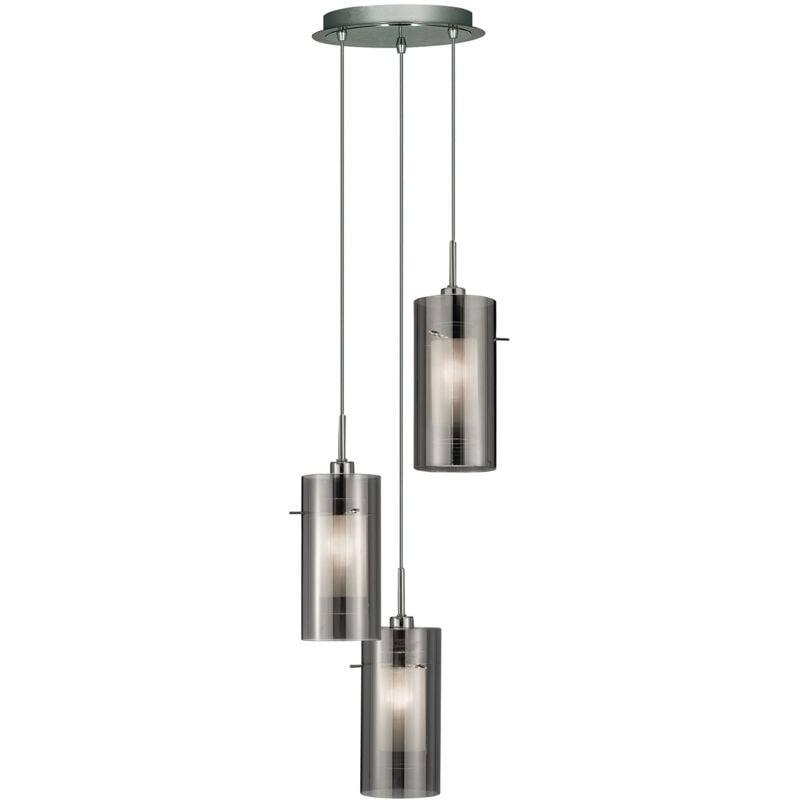 foto del prodotto lampadario contemporaneo duo 2 acciaio cromo vetro argento 3 luci e14