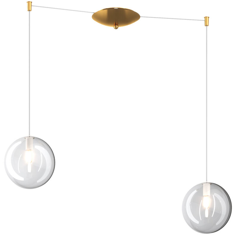 foto del prodotto lampadario contemporaneo eclipse metallo ottone vetro bianco trasp 2 luci g9