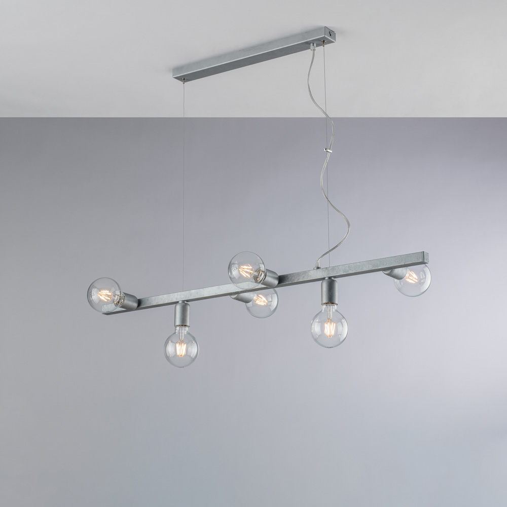 foto del prodotto lampadario contemporaneo fabian metallo argento 6 luci e27