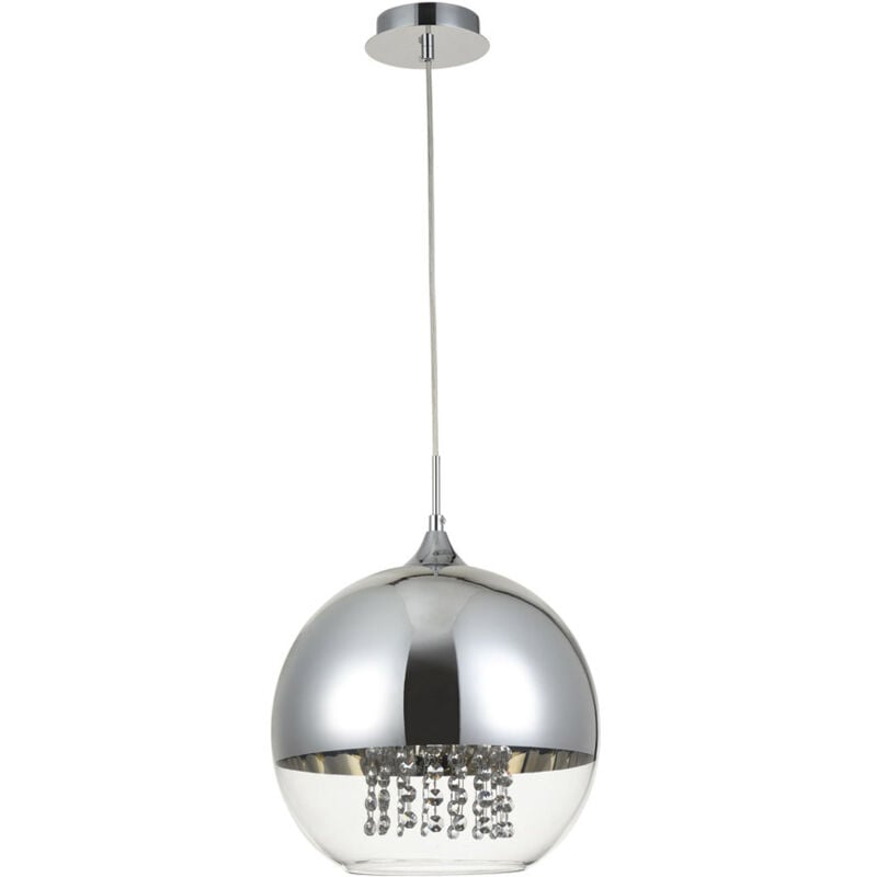 foto del prodotto lampadario contemporaneo fermi metallo nichel 1 luce diffusori vetro trasparente