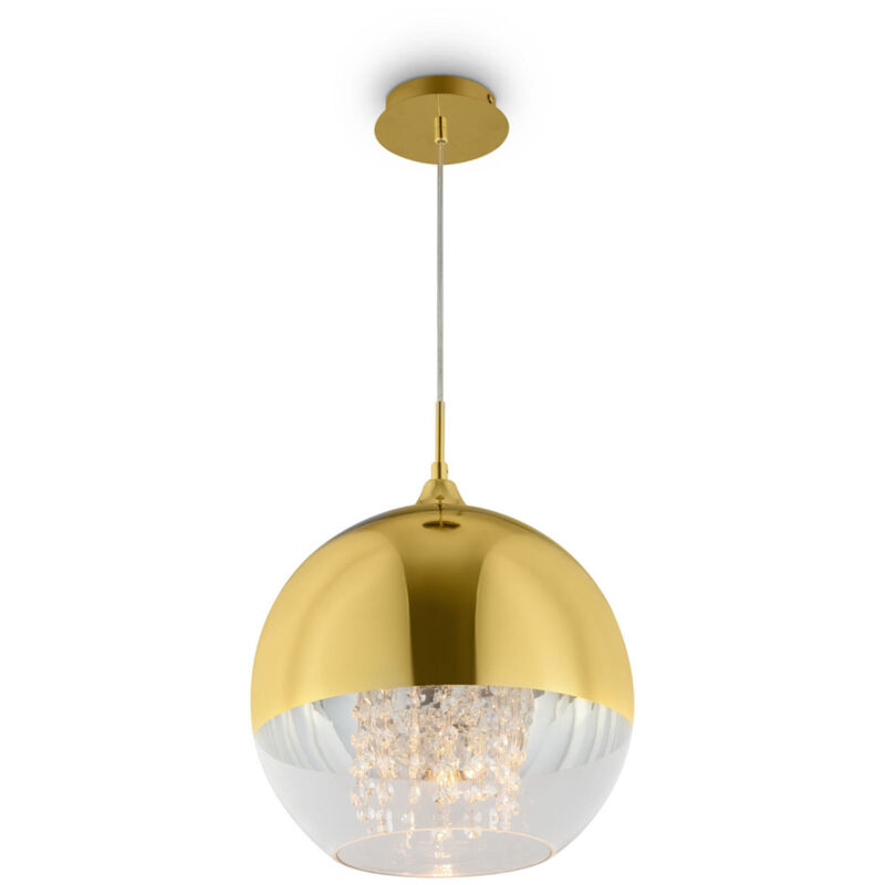 foto del prodotto lampadario contemporaneo fermi metallo oro 1 luce diffusore vetro e metallo