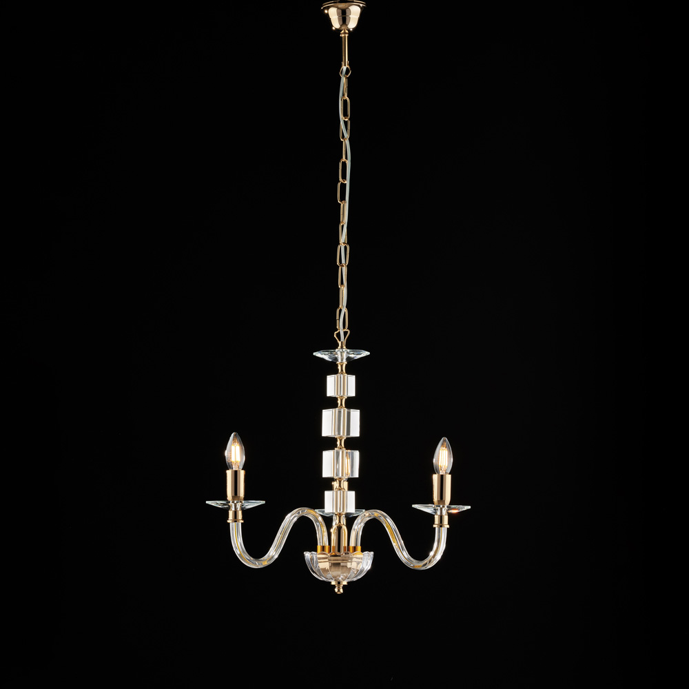 foto del prodotto lampadario contemporaneo franz cristallo oro 3 luci e14