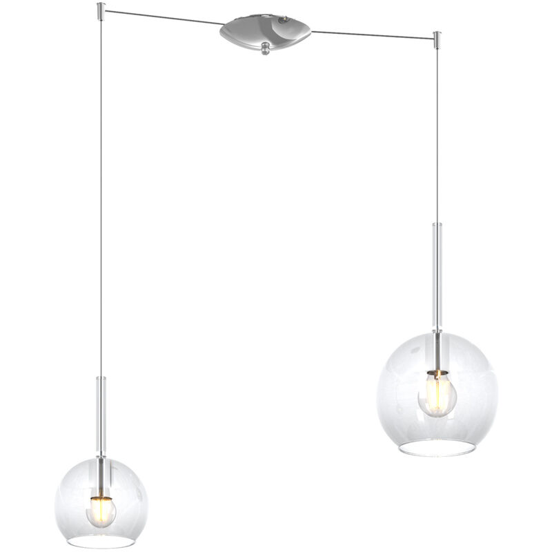 foto del prodotto lampadario contemporaneo future metallo cromo vetro trasparente 2 luci e27