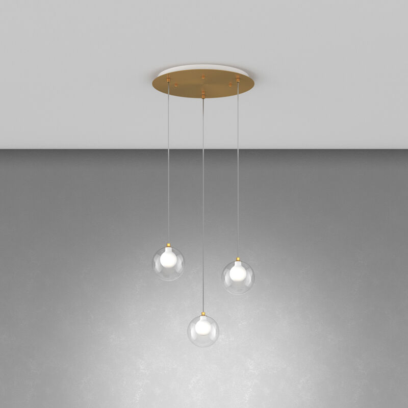 foto del prodotto lampadario contemporaneo inside metallo ottone vetro bianco 3 luci g9